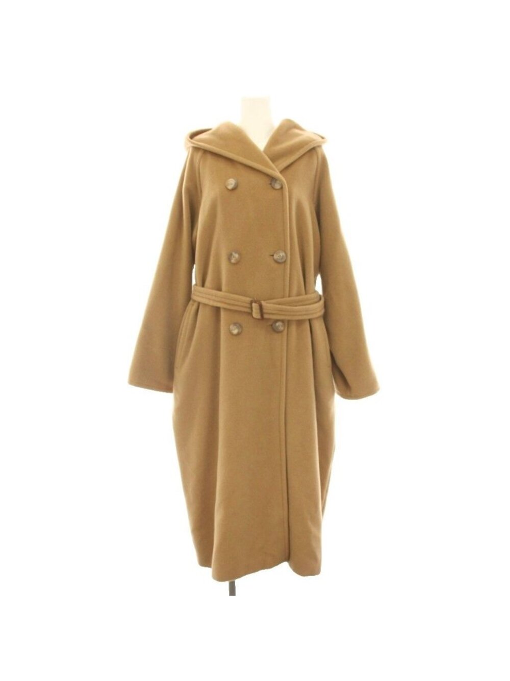 Max Mara Coat Double Breasted Wool Cashmere Blend Long 40 Camel HN